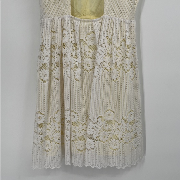 Free People Lace Rocco White and Yellow Mini Dress Size 4 - Picture 9 of 10
